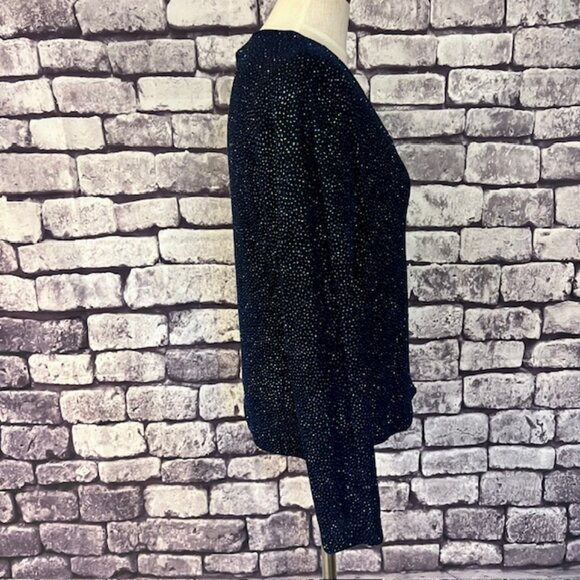 Connected Apparel Black & Blue Cardigan W/ Attached Tank Size L - Picture 7 of 8